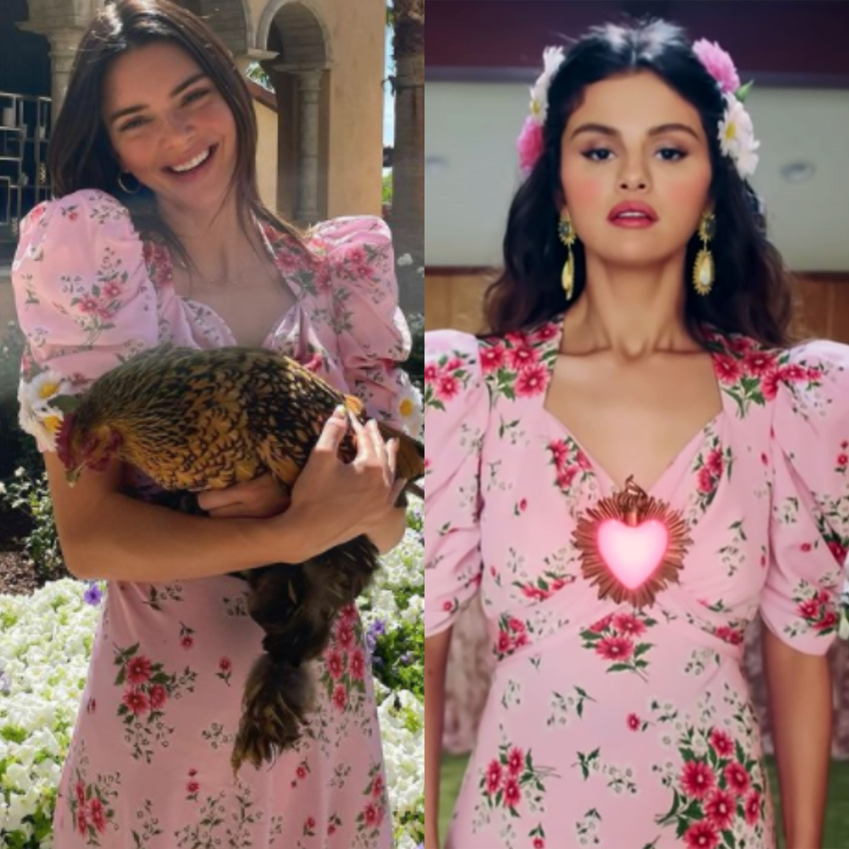 Kendall Jenner TWINS with Selena Gomez in her Easter dress