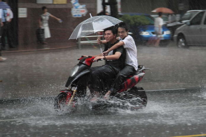 Riding Two-wheeler in rainy season